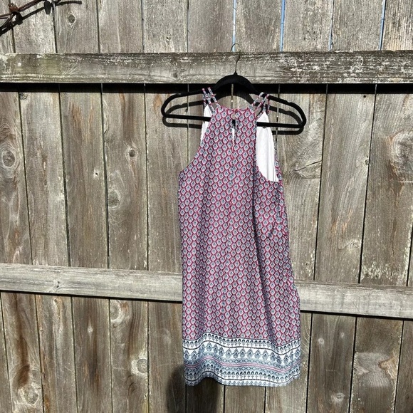 Banana Republic Sleeveless Boho Dress Size Small Blue Red Light Summer Spring - Picture 6 of 7